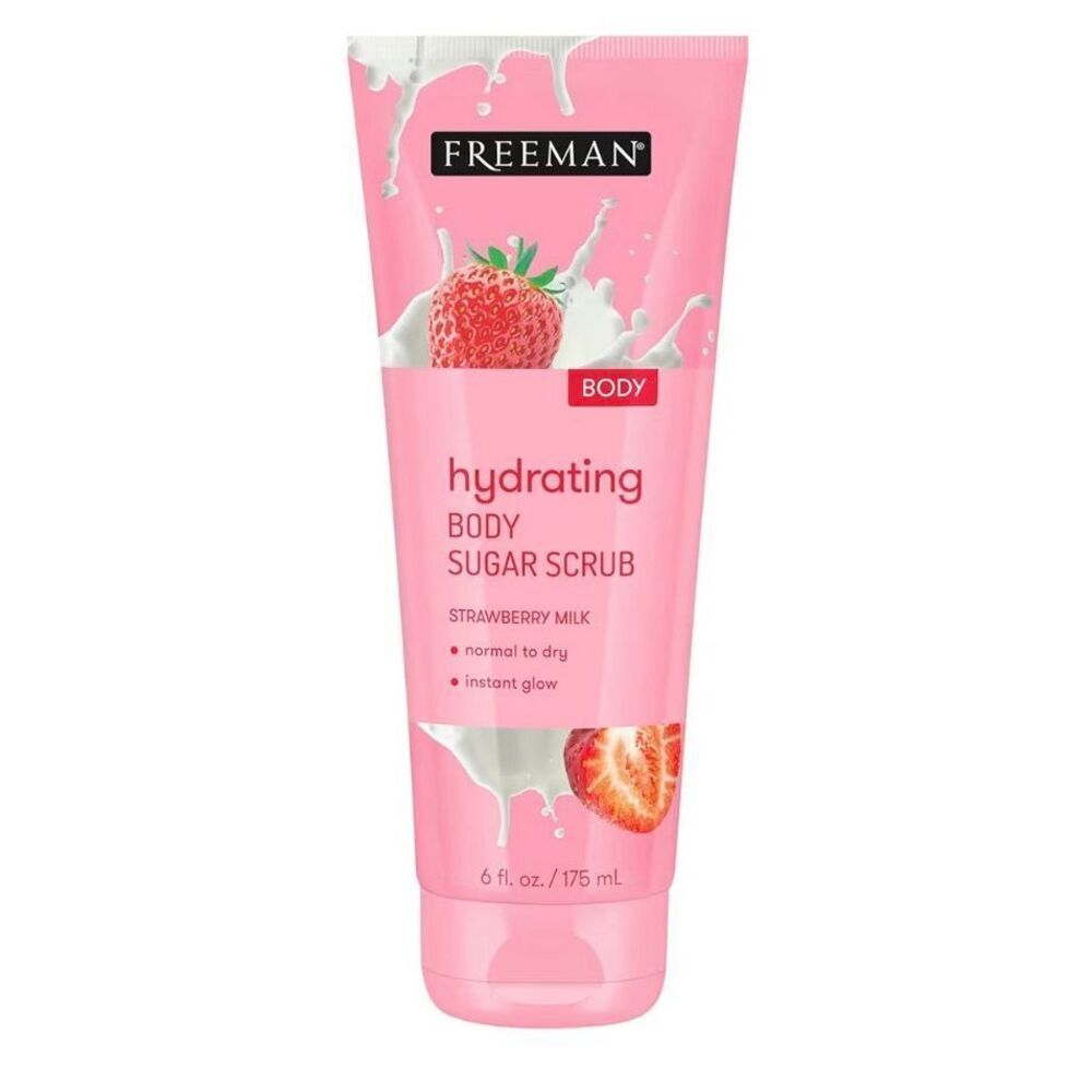 FREEMAN - Hydrating Body Sugar Scrub in the "Strawberry Milk" Scent, 6 fl. oz.